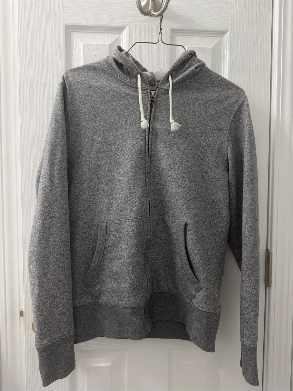 Classic J. Crew Women's Gray Full-Zip Hoodie with Drawstring Hood